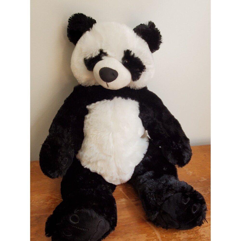 Animaland Plush Panda Bear White Black 14" Paw pads Back Zipper Pouch 2019 Soft